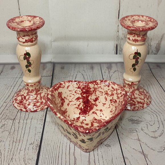 Heart Shaped Bowl And Candle Holder Set The Proper Place Winfield KS Spongewear - Picture 1 of 14